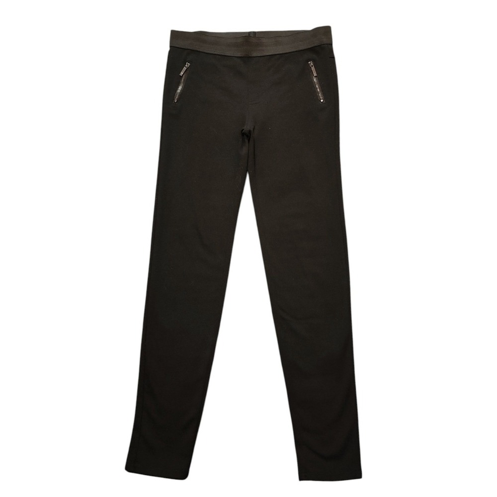 Versace 19V69 Black Pull On Pants Elastic Waist Zipper Pocket Slim Sleek Large